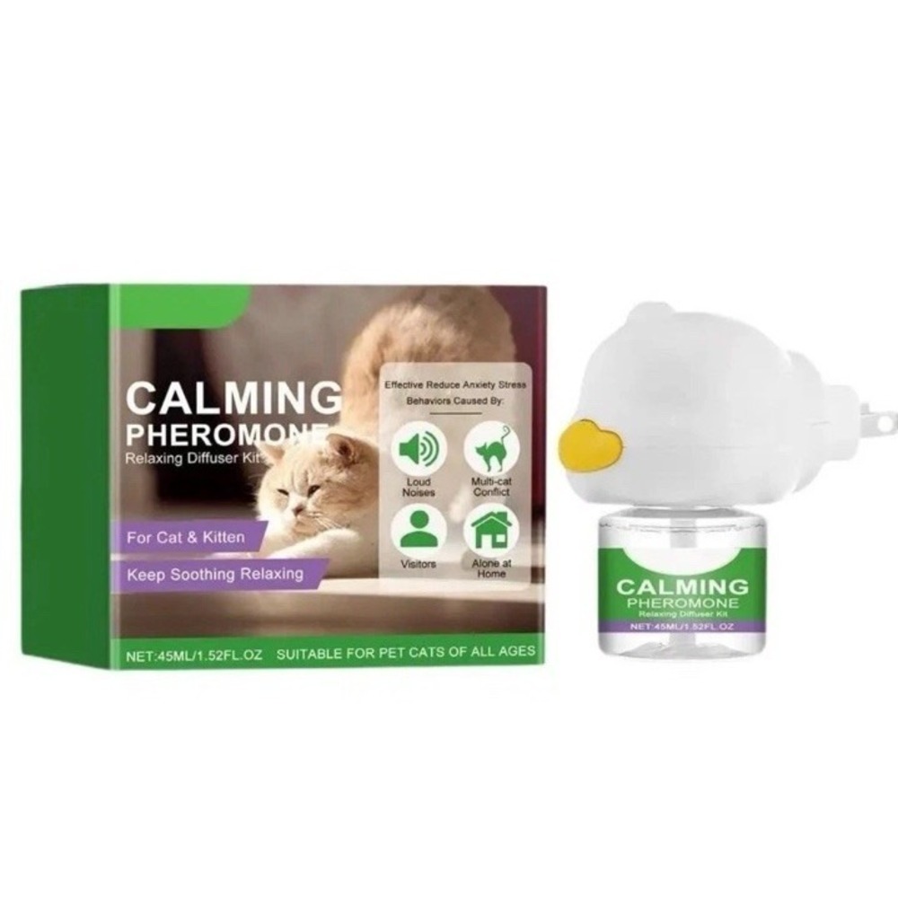 Gentle Cat Calming Diffuser with Heater Natural Extracts Reduce Anxiety Quiet